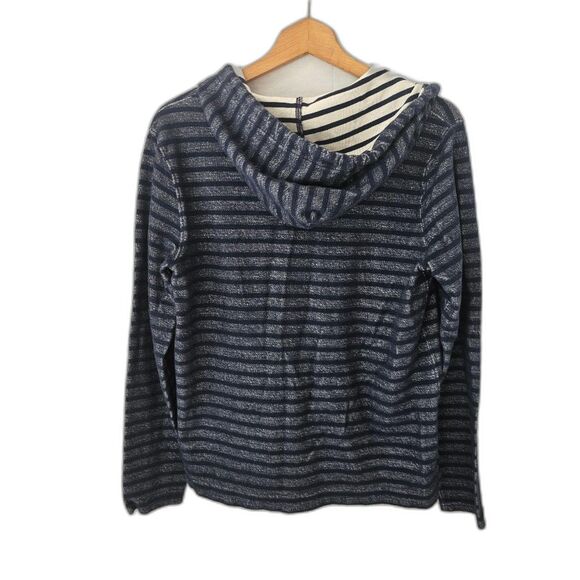 J. Crew Mercantile Striped Hoodie | Blue Marled Cotton Pullover Women’s Small - Picture 4 of 5